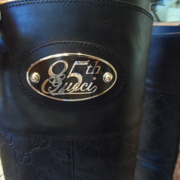 Gucci GUCCISSIMA 85th Anniversary Black Calf Leather Riding Boots Size 9.5C - Picture 6 of 16